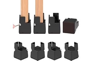 AIRUJIA 8 Packs Furniture Risers with Screw Clamp, Adjustable Width Fits Square/Round Chair Leg Diameter from 0.8 to 1.6 Inch, 2 Inch Lift Heavy Duty Bed Risers for Sofa Desk Table Black