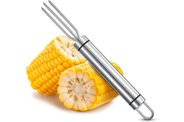 Rostfritt stål långt handtag majs på kolvhållare, majskolvspett, majskolvshållare för grill grillning picknick, 2-pack (stil B)