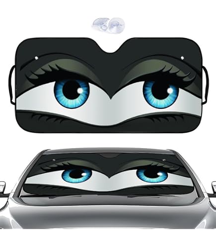 Pare-Soleil Voiture 140x70cm - Style Yeux Globuleux - Protection UV Et Chaleur - Pliable Avec Ventouse