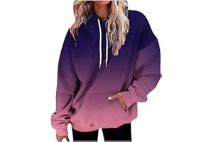 SUSENSTONE Pull Femme Sweats à Capuche Couleur Dégradé Survetement Automne Hiver Verement Grande Taille Plaid Haut Pullover Coupe Ample Chemises Blouses Manteau Polaire Chaud Doux Confortable