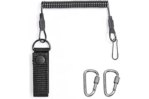 GREATRICH Sangle Tactique élastique avec Connecteurs, Dragonne téléphone Portable, Mousqueton inox, Mousqueton Tactique, Accessoire de fixation et de portage, Pour escalade, Extensible 30-140 cm