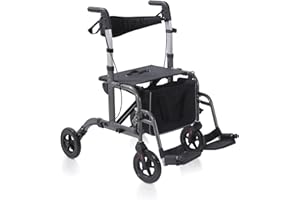 Uniprodo UNI_ROLL_03 2in1 Rollator Transportstuhl Gehhilfe 2 in 1 Rollator mit Fußstützen