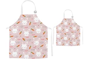 TRYTUTRY Parent Child Grembiuli con Tasca - Carino Abbinamento Grembiuli per Bambini e Adulti, Regolabile Neck Fibbia Parent Kid Grembiuli per Artisti Chef Cottura