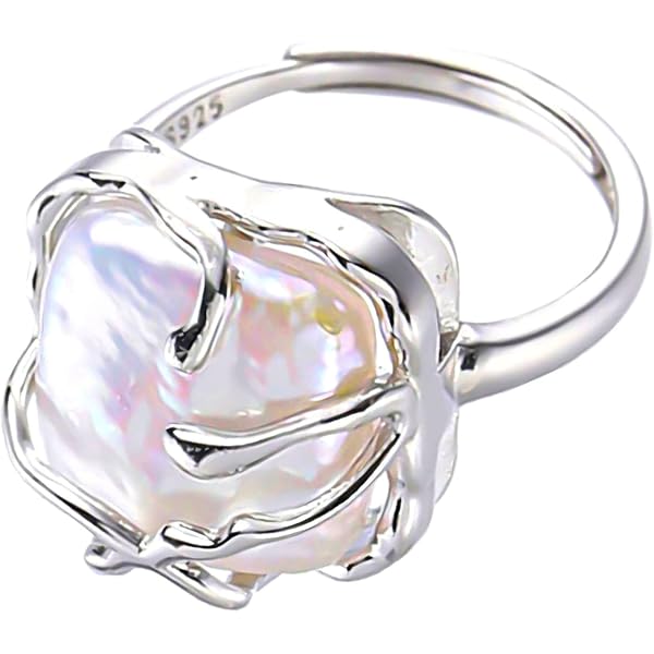 Set 6 Anelli Impilabili Donna – Fiori, Cristalli E Perle, Regolabili, Metallo Argento, Retrò