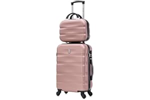 CELIMS - Set Valise Cabine avec Vanity/Trousse de Toilette | Bagages Cabine | Valise Cabine 55 x 35 x 20 cm | Valise avec Vanity | Rose Gold