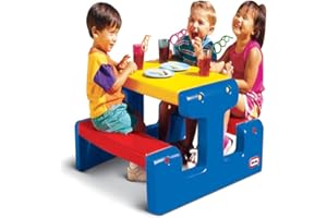 Little Tikes Tavolo da Picnic (Colori Primari) - Fino a 4 Bambini - Per Giocare, Costruire e Fare i Compiti - Colori Primari
