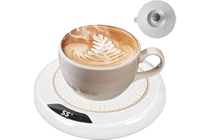 KIUIOM Kaffeetassenwärmer,Smart Schreibtisch Tassenwärmer,Intelligenter Kaffeewärmer mit Auto-Aus,Tassenwärmer mit 3 Temperatureinstellungen,Smarter Kerzenwärmer,Büro Gadgets Kaffee Geschenk,Weiß