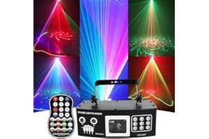 GAOGODOT Luci DJ, Luce della festa del palco RGB con effetto di scansione del fascio, Auto, Suono della musica, Telecomando & Controllo DMX per Luci della discoteca del partito Wedding Club Stage e DJ Illumina