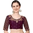 Pujia Mills women's embroidery handwork, rough cut work stone work readymade blouse