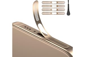 AUZOSL 4er-Pack Staubdichter Mesh-Aufkleber für iPhone 16 Pro/16 Pro Max, inkl. 4 Reinigungstüchern & 1 Bürste – Präzisionsschutz für Lautsprecher, Ladeanschluss & Sensoren (Titan Wüstensand)