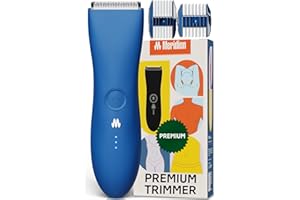 MERIDIAN - Recortadora de pelo corporal, protector ajustable, carga USB C, luz de destello, bloqueo de viaje, muelle de carga, recortadora de bikini, recortadora de pelo corporal para hombre