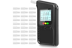 ROTKUSZ Etilometro Portatile Certificato, Altamente Preciso Alcoltest con Display LCD Digitale e 30 Bocchini, Etilometro Portatile con Memoria e Suggerimenti Vocali, per Test Personali, Famiglie, Partiti