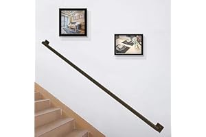 LONMRRTON Black Staircase Handrail, Galvanized Industrial Square Pipe Stair Railing, Indoor Outdoor Wall Mounted Stairs Banister Handrail - Complete Kit (Size : 4ft/120cm)