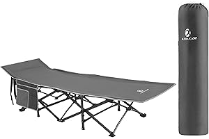 ALPHA CAMP Camping Bed for Adults Folding Camp Bed Heavy Duty Camping Beds Up to 280 kg Portable Camping Cot with Carry Bag for Outdoor Travel Fishing Office, Grey