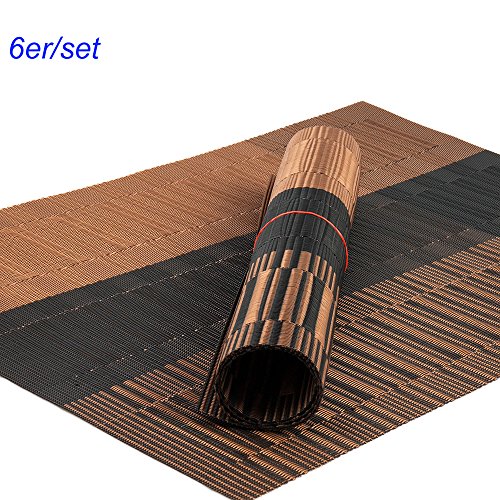 GODTEN Tischsets Abwaschbar , 6er-Set Platzsets Abgrifffeste Hitzebeständig, Rutschfeste und Leicht zu Reinigen PVC Platzdeckchen, Platz Matten für küche Speisetisch, 30x45cm (6er, A1) - 3