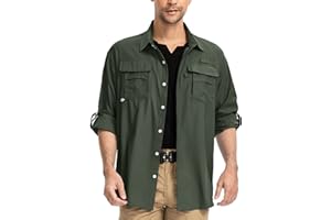 yeyity Chemise d'extérieur à manches longues pour homme UPF50+ Protection UV Safari Chemise respirante Chemise de loisirs Chemise fonctionnelle à séchage rapide pour randonnée, pêche, trekking