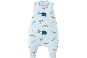 Duomiaomiao Śpiwór z nogawkami, śpiwór z nogawkami na cały rok, 100% bawełna, śpiwór niemowlęcy, śpiwór z nogawkami 1,5 Tog, śpiwór z nogami, dla chłopców i dziewczynek