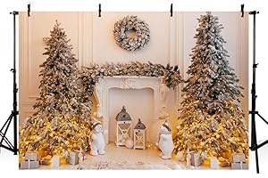 AIBIIN 2,1 x 1,5 m Boże Narodzenie tło białe Boże Narodzenie kominek jodła choinka fotografia tło dekoracja tło rodzina dzieci wakacje przyjęcie baner dekoracje portret fotobudka rekwizyty