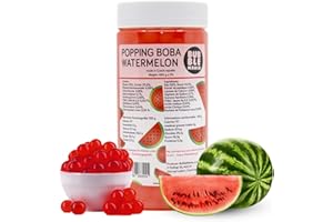 Fruit Popping Boba Pearls pour Bubble Tea (450 g) (Pastèque) perles de tapioca Fruit Popping par Bubble Mania prêt à manger