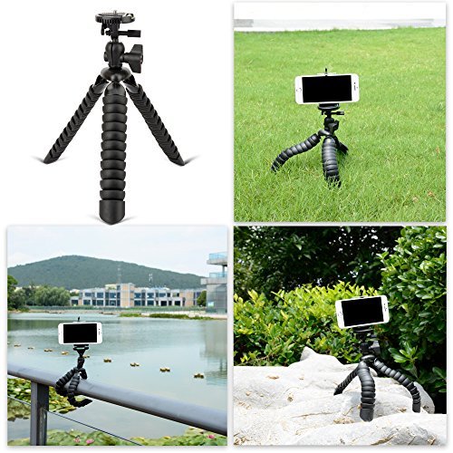 Tairoad flexibles Stativ â€“ Mini-Tablet, kompakter StÃ¤nder fÃ¼r Reisestativ â€“ Biegbare, gewickelte Beine â€“ Funktioniert mit GoPro, mobilen Smartphones und Actionkameras â€“ Kostenlose Montageeinheit fÃ¼r GoPro und Handyhalter inklusive - Schwarz