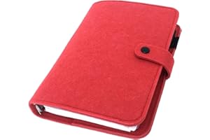 ZELTEN A6 / A5 6 trous feutre couverture anneau rond vue classeur dossier pour les protecteurs de feuilles en vrac (Vivid Red, A5 combo)