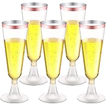 Bicchieri Feste Bordati Oro 50 Bicchieri Da Vino In Plastica Con Bordo Dorato - 170ml Per Feste E Ricevimenti 170ml Per Champagne Cocktail - 3