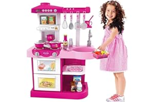 Bakaji Cucina Giocattolo per Bambini con Fornello Funzionante Luci e Suoni forno e Lavastoviglie Apribili Lavello e 30 Accessori My Little Chef Gioco Inclusi Dimensione 52 x 26 x 72 cm (Rosa)
