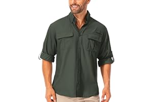 mosingle Chemise de randonnée à manches longues pour homme, protection UV, safari, pêche, extérieur, séchage rapide, chemise légère pour la marche, le voyage