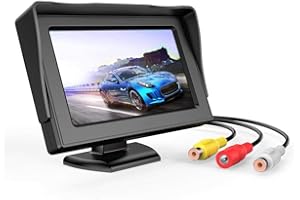 3T6B Pantalla de Marcha Atras Coche 4.3", Monitor TFT LCD de Respaldo de Cámara de Vista Trasera Coche Impermeable, para SUV Automóvil Coche DC 12V