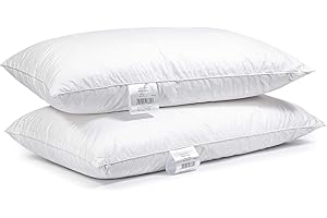 H&F HEIMTEXTILIEN H&F Zestaw 2 szt. wysokiej jakości | poduszka 50 x 70 cm | 1000 g puchu, puch gęsi, 100% naturalny, poduszka trójkomorowa, poszewka: 100% bawełna, 3-komorowa poduszka puchowa, certyfikat Oeko-TEX