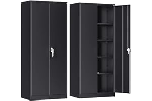 ‎SUPEER SUPEER Aktenschrank,Metallschrank mit 4 höhenverstellbaren Fachböden,Stahlblech Pulverbeschichtung,Stahlschrank für Werkzeuge,Garage180 x 80 x 40 cm（schwarz）