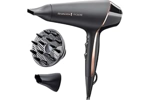 Remington PROluxe Midnight Hair Dryer (OPTIheat Technology for Long-Lasting Results, Ionic Conditioning for Frizz Free Hair, Diffuser, 2 Concentrators, Powerful, Professional, 2400W, Black) AC9140B
