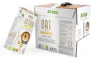FRIAS Frías - Bebida de Avena Barista - Enriquecida con Calcio - Pack de 6 Unidades de 1L - Sin Lactosa y Sin Azúcares Añadidos - 100% Vegana - Bajo Contenido en Grasas Saturadas - Elaborada en España