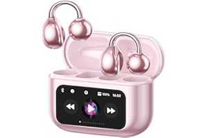 ZOMBIES CAT Clip On Kopfhörer Open Ear Kopfhörer Kabellos Bluetooth 5.4 mit Intelligentem Touchscreen 4.1g Leichtgewicht Kopfhörer Sport, 60 Std Wireless Earbuds für Fitness, Laufen, Büro, M100 Rosa