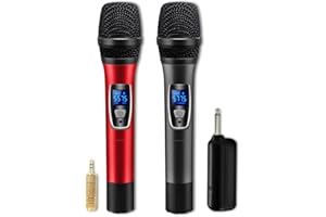EASJOY Microfono senza fili bluetooth, microfono dinamico, microfoni palmari set con ricevitore, ideale per karaoke, conferenze, feste, discorso, aula, bar