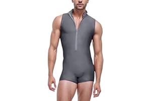 RUMAOZIA Herren Stehkragen Reißverschluss Sport Fitness Einteiler Overall Bodysuit Gym Body Bodysuit Badeanzug Schwimmanzug Unterwäsche Neoprenanzüge Männer Bademode Unterhemd Ärmellos Jumpsuit