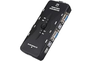 TOPIKY Skrzynka przełącznika KVM USB, przełącznik przełącznika portów wyświetlacz hub USB 2.0 KVM VGA/SVGA 4-portowy dla klawiatury PC Mysz TV Podłączenie