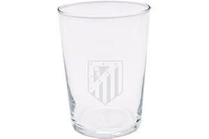 CYPBRANDS Atlético de Madrid, Vaso de Sidra, Vidrio, Resistente, y Apto para Lavavajillas y Microondas, Capacidad 500 ML, Producto Oficial