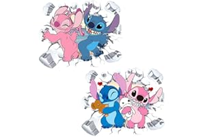 LGQHCE Adesivi Murali L-ilo & S-titch Bambini, 2PCS Adesivi Murali Adesivi Muro per Cameretta Nursery Baby Wall Decor Adesivi murali Star Baby Adesivi murali Camera da Letto e Soggiorno(B)