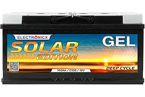 Electronicx Gel Solar Edition 12V 140Ah batería de Ciclo Profundo – sin Mantenimiento, sellada, para Caravana, fotovoltaica, Sistema Aislado, Solar – 393×175×190 mm, Formato Compacto