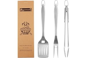 ‎ROMANTICIST ROMANTICIST 3PCS Überlegener Fester Grillset - Grillzubehör aus Edelstahl im Geschenkkarton - Grillbesteck Koffer für Camping Barbecue & Grillen im Freien - Geschenk für Männer