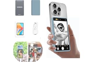 Shimbol CP5 Lite Vlog-Selfie-Monitor-Bildschirm, 5-Zoll-1080P-Rückspiegel der Kamera, 50-m-Reichweite, EIN-klick-Verbindung für iPhone-Selfies, Vlogs mit magnetischer Grauer Hülle (KEIN Touchscreen)