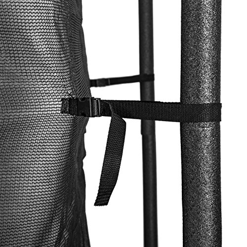 Klarfit Rocket Gartentrampoline Outdoortrampoline (Ø 250 – 430 cm, Sicherheitsnetz, Einstiegsleiter, gepolsterte Stangen, bis max. 150 kg belastbar) blau, pink oder grün - 6