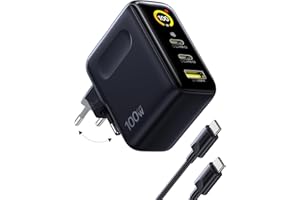 Baseus Picogo AI Chargeur USB C 100W, Écran Intelligent et Commande Tactile, Charge Rapide 3-en-1, Bloc d’Alimentation GaN Avancé, Compatible avec MacBook, iPhone 17/16/15/14, Pixel et Plus