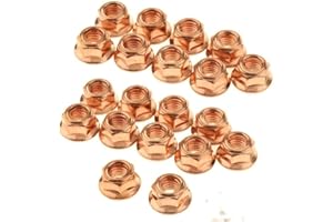 AYHYHLJZJ 18 Piezas Tuercas Colector Escape M8 Hexagonales, Tuercas de Escape Autoblocantes M8 Cobre - Para BMW E30 Serie 3 - Pernos de Escape, Tuercas Colector - Resistentes al Calor y a la Corrosión.