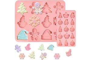 VGECEE Stampo per Cioccolatini Natalizi, 2 confezione da 27 cavità Stampi Natalizi in Silicone Natale per Torta in Silicone 3D Antiaderente Accessori da Forno per Pancake Muffin Cupcake Sapone
