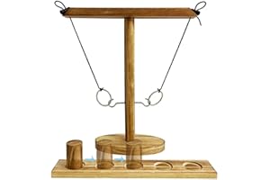 KEEPAA Ring Toss Game | Giochi da Tavolo Divertenti in Legno Fatti a Mano All'aperto con Pacchetto Shot Ladder, Gioco Interattivo per Casa Partito Adulti Partito Famiglia
