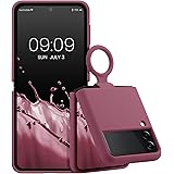 kwmobile Custodia con Anello Compatibile con Samsung Galaxy Z Flip 3 5G - Cover Ultra Slim Silicone Morbido - Back Case Morbi