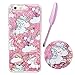 Price comparison product image Glitter Liquid Case for iPhone 6/6S 4.7",Vioela Cute Lovely Colorful Cartoon Unicorn Rainbow Pattern Design Creative Flowing Liquid pink Quicksands Shinny Sparkle Big Small gold stars Clear Transparent Hard Plastic Protective Back Case Cover for Apple iPhone 6/6s 4.7 inch with Free Stylus