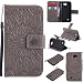 Produktbild Lonchee LG K4 (4,5 Zoll) Leder Wallet Tasche Brieftasche Schutzhülle , Sonnenblumen geprägten Muster Design Hochwertige PU Leder Folio Tasche Case Hülle im Bookstyle mit Standfunktion Kredit Kartenfächer (grau)